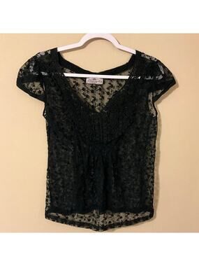 Muche Et Muchette Black Lace Floral Blouse